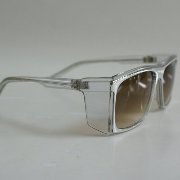 NWT Tru-Vintage 90's Plastic Rectangle w/Side Shield Sunglasses (Crystal/Silver) - Picture 2 of 5